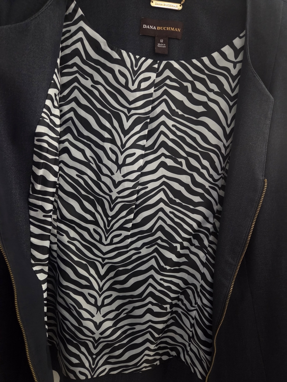 Dana Buchman Navy Zip Front Women's Jacket Size 12 - Picture 3 of 15